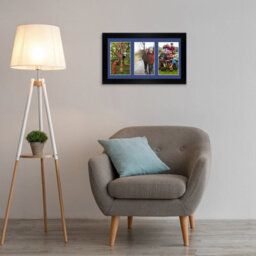 AK Frames 40X20Cm Black Modern Multi Photo Frame With Blue Mount - Holds 3 Apertures (3X) 6X4 Photos - thumbnail 3
