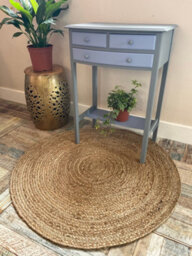 Second Nature Online Dhaka Rustic Round Rug Hand Woven Mat With Natural Fibre Indian Jute Flat Pile - Large Floor Covering - thumbnail 1