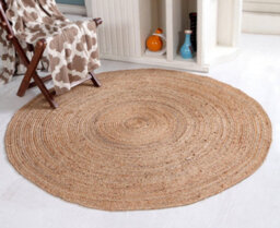 Second Nature Online Dhaka Rustic Round Rug Hand Woven Mat With Natural Fibre Indian Jute Flat Pile - Large Floor Covering - thumbnail 6