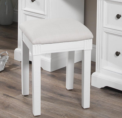 Statement Furniture Gainsborough White Upholstered Stool, Dressing Table Cushion Seat - image 1