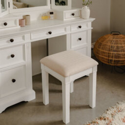 Statement Furniture Gainsborough White Upholstered Stool, Dressing Table Cushion Seat - thumbnail 4