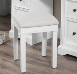 Statement Furniture Gainsborough White Upholstered Stool, Dressing Table Cushion Seat - thumbnail 1