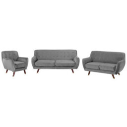 Beliani Living Room Set 6 Seater Bodo Velvet Grey - thumbnail 1