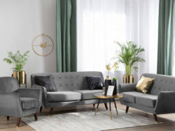 Beliani Living Room Set 6 Seater Bodo Velvet Grey - thumbnail 2