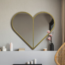 Mirroroutlet The Corde Gold Metal Framed Heart Shaped Mirror 80Cm X 80Cm - thumbnail 1