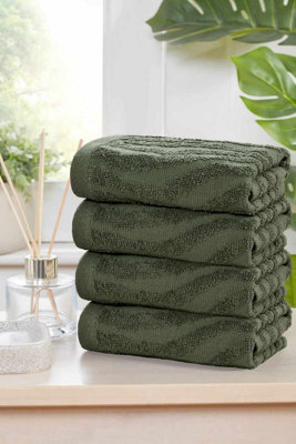 Rapport Home Safari Pure Cotton Face Cloth Towels Set Of 4 (Green) - image 1