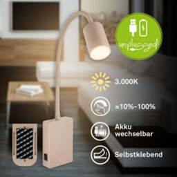 Briloner Reading Wall Light Beige 2W 150Lm 3000K Rechargeable Lamp Stick On Dimmer Adjustable - thumbnail 2