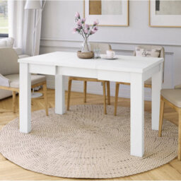 Heze Furniture Fonte 85 Modern Extending Dining Table - White Matt - thumbnail 3