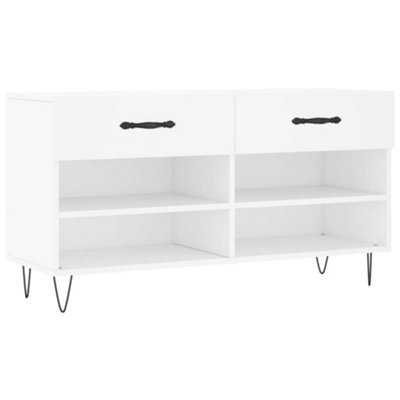 Berkfield Industrial Shoe Bench White 102X35X55 Cm Engineered Wood - image 1
