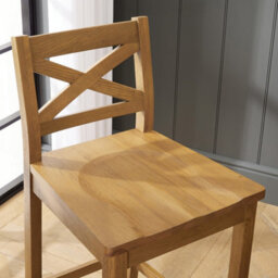The Furniture Market Cotswold Rustic Oak Cross Back Bar Stool - thumbnail 3
