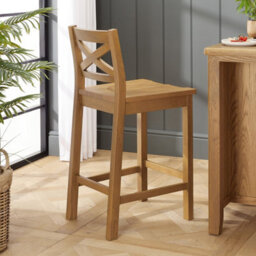 The Furniture Market Cotswold Rustic Oak Cross Back Bar Stool - thumbnail 2