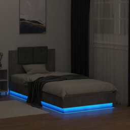 Berkfield Bed Frame With Led Without Mattress Concrete Grey 75X190 Cm Small Single - thumbnail 5