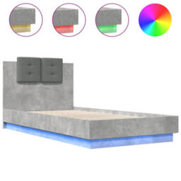 Berkfield Bed Frame With Led Without Mattress Concrete Grey 75X190 Cm Small Single - thumbnail 2