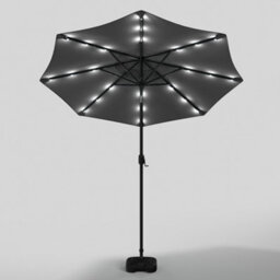 Living And Home 3M Large Garden Led Parasol Outdoor Beach Umbrella With Light Sun Shade Crank Tilt With Square Base, Dark Grey - thumbnail 4