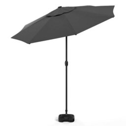 Living And Home 3M Large Garden Led Parasol Outdoor Beach Umbrella With Light Sun Shade Crank Tilt With Square Base, Dark Grey - thumbnail 6