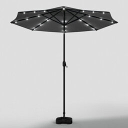 Living And Home 3M Large Garden Led Parasol Outdoor Beach Umbrella With Light Sun Shade Crank Tilt With Square Base, Dark Grey - thumbnail 5