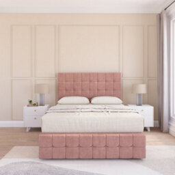 "Sloomy 2Ft6 Berlin Divan Bed Base Pink Plush ,no Drawers, 12"" Footboard & 26"" Struts Headboard - Small Single" - thumbnail 2