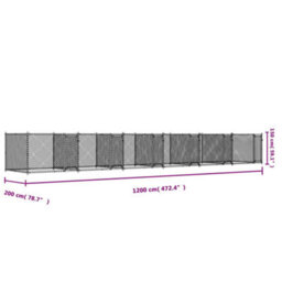 Walplus Grey Dog Cage With Doors 12X2X1.5 M Galvanised Steel Kennel Pen - thumbnail 9
