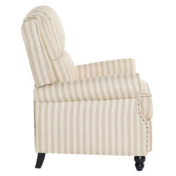 Living And Home Vintage Style Single Sofa Recliner Chair Armchair With Footrest, Light Brown And Beige White - thumbnail 6