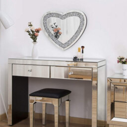 Biznest 80X70 Cm Led Light Heart Shape Sparkly Crushed Crystal Diamante Illuminated Wall Mirror - thumbnail 2