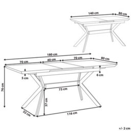 Beliani Extending Dining Table Benson Light Grey 140/180 Cm 80 Cm - thumbnail 3