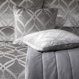 Soirée Belfort Geo Ogee Woven Soft Velvet Silver Filled Cushion