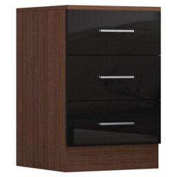 Reflect 3Pc Wardrobe Bundle - 2 Door Corner + 2X 3 Drawer Bedsides - Black Gloss & Walnut - H: 180Cm X W: 179Cm X D: 103Cm - thumbnail 8
