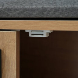 Modern Shoe Bench With Storage Cabinet, Adjustable Shelves For Boots & Heels, Upholstered Seat With Cotton-Linen Cushion, Asymmetr - thumbnail 8