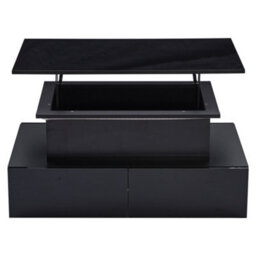Matteo Modern Led High Gloss Coffee Table With Lift Top & 4 Drawers - Black - thumbnail 5