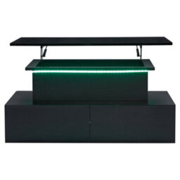 Matteo Modern Led High Gloss Coffee Table With Lift Top & 4 Drawers - Black - thumbnail 6