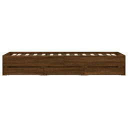 Berkfield Bed Frame With Drawers Without Mattress Brown Oak 100X200 Cm - thumbnail 7