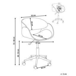 Beliani Desk Chair Palatka Faux Leather White - thumbnail 3
