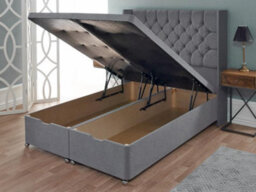 Divan Base Direct Artisan End Lift Ottoman Storage Divan Bed Base Only 4Ft6 Double - Wool Steel - thumbnail 1