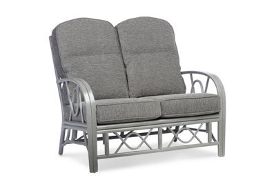 Desser Bali Grey 2 Seater Conservatory Sofa Real Cane Rattan Indoor Sofa W/ Uk Made Cushions In Slate Fabric - H108 X W112 X D90Cm - image 1
