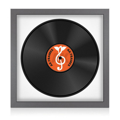 "16X16"" Dark Grey Modern Vinyl Record Frame With White Mount For 12 Inch Lp Disc - Ak Frames" - image 1