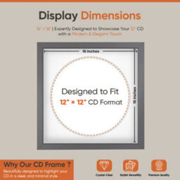 "16X16"" Dark Grey Modern Vinyl Record Frame With White Mount For 12 Inch Lp Disc - Ak Frames" - thumbnail 2