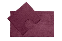 Orsina Purple Cotton Bath Mat And Pedestal Set