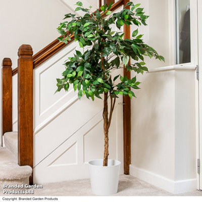 Garden Gear Artificial Ficus Tree 150Cm With Natural Wood Trunk, Silk Leaves, Indoor Outdoor Greenery Home Office Décor - image 1