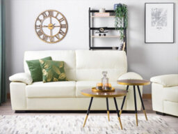 Beliani Sofa 3 Seater Vogar Faux Leather Off-White - thumbnail 2