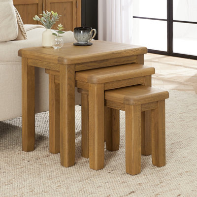 The Furniture Market Cotswold Rustic Smoked Oak Nest Of 3 Tables - image 1