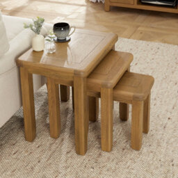 The Furniture Market Cotswold Rustic Smoked Oak Nest Of 3 Tables - thumbnail 4