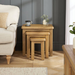 The Furniture Market Cotswold Rustic Smoked Oak Nest Of 3 Tables - thumbnail 7