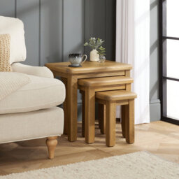 The Furniture Market Cotswold Rustic Smoked Oak Nest Of 3 Tables - thumbnail 6