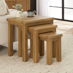 The Furniture Market Cotswold Rustic Smoked Oak Nest Of 3 Tables - thumbnail 1