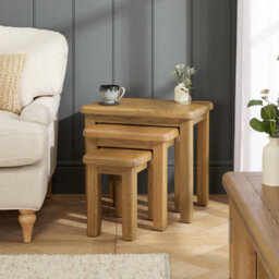 The Furniture Market Cotswold Rustic Smoked Oak Nest Of 3 Tables - thumbnail 8