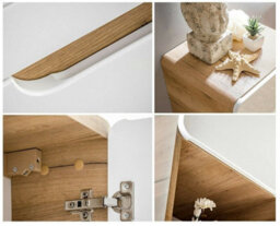 Impact Furniture Small Bathroom Wall Cabinet Slim Narrow Storage Unit Compact Cupboard White Gloss And Oak Aruba - thumbnail 6