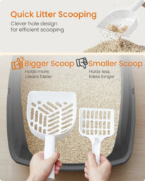 LEDREM High Sided Cat Litter Tray, Xxl Open Top Litter Box With Scoop, For Kittens - thumbnail 5