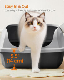 LEDREM High Sided Cat Litter Tray, Xxl Open Top Litter Box With Scoop, For Kittens - thumbnail 6