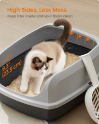 LEDREM High Sided Cat Litter Tray, Xxl Open Top Litter Box With Scoop, For Kittens - thumbnail 3