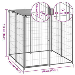 Berkfield Durable Dog Kennel Silver 110X110X110 Cm Steel - thumbnail 6